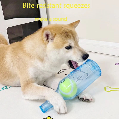 Interactive Chew Squeaky Tennis Ball for Dogs - Durable Pet Toy for Teething and Boredom Relief